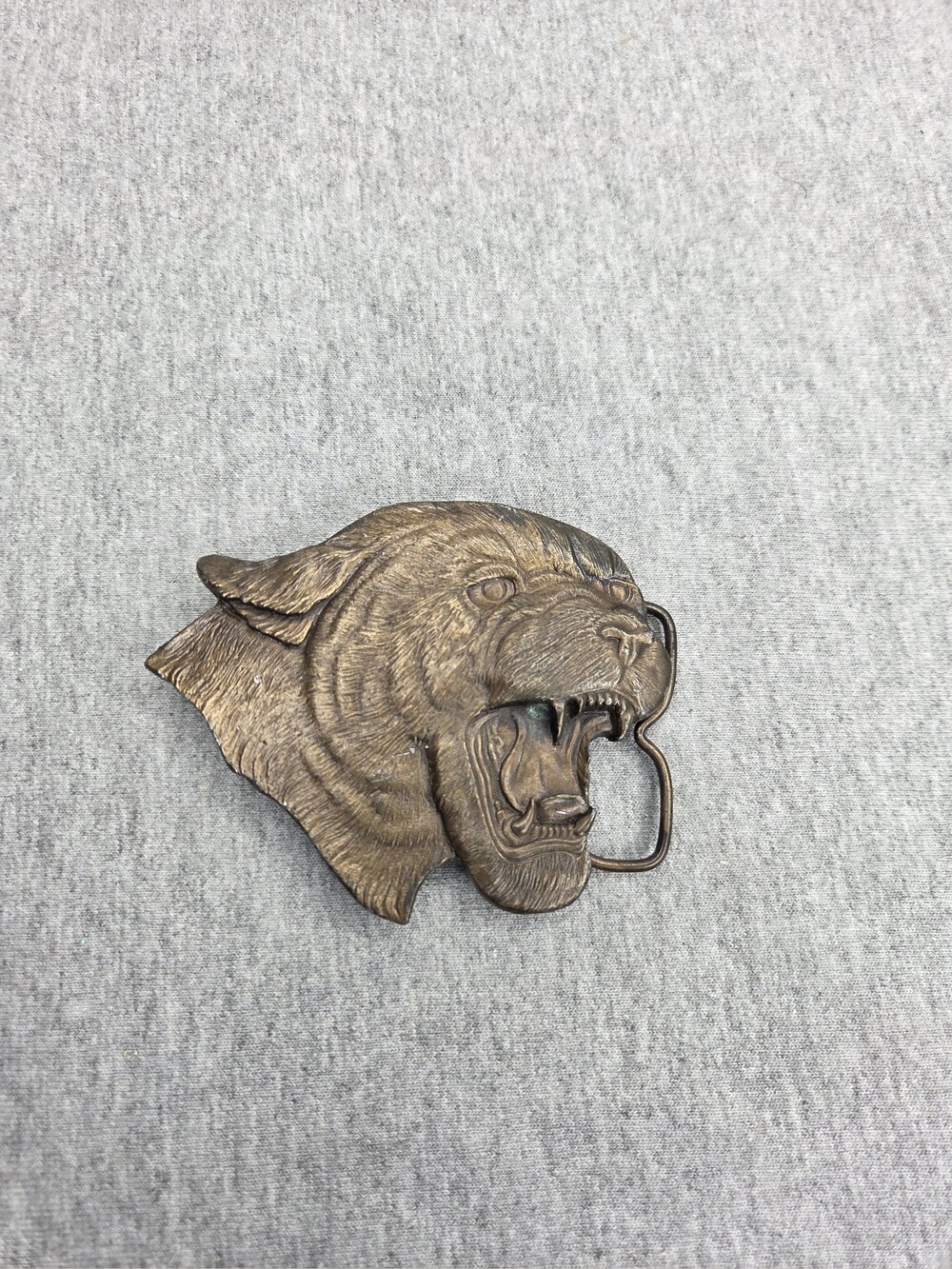 Vintage 1977 Bergamot Brass Works Mountain Lion Belt Buckle Solid Brass Panther